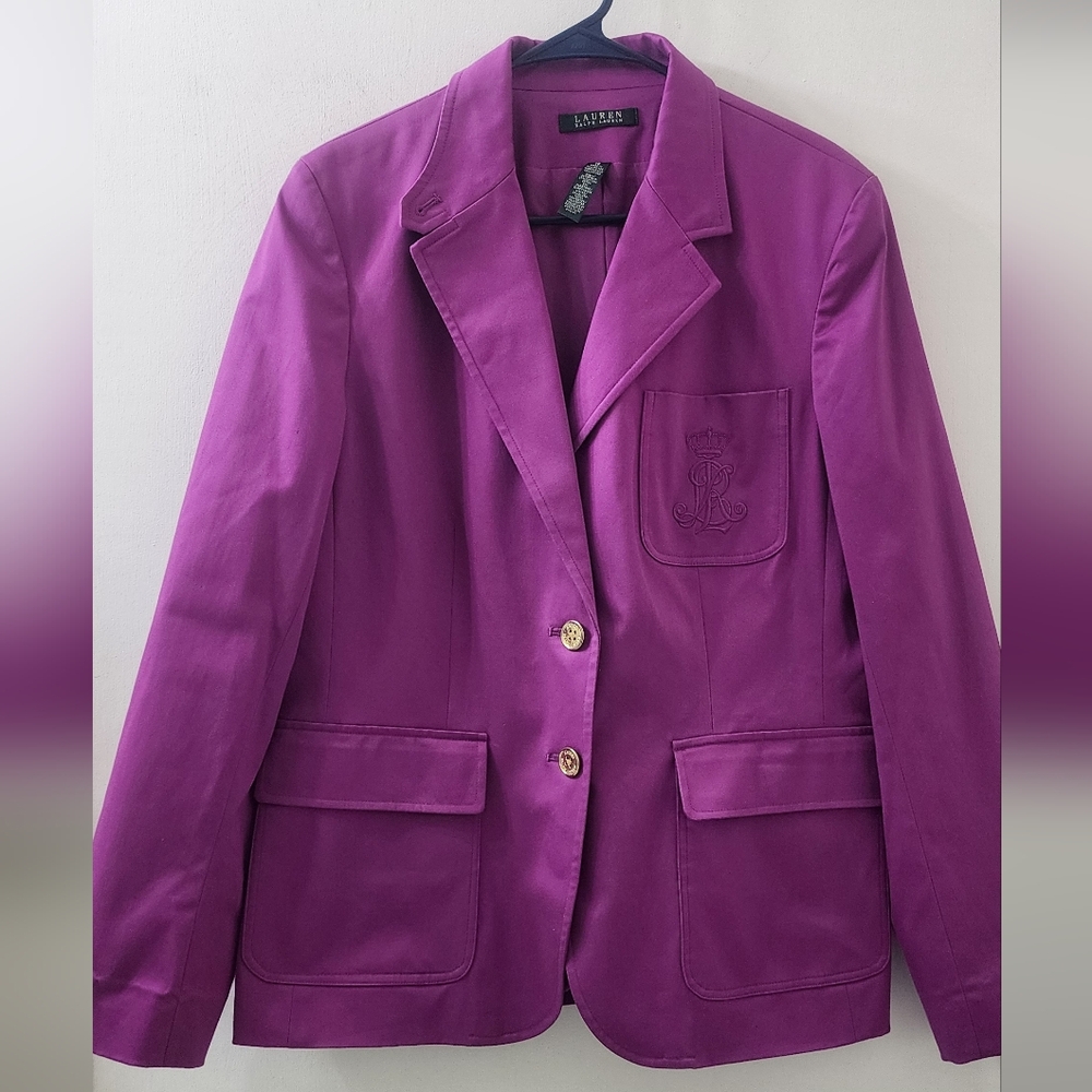 Ralph Lauren Purple Blazer, Size 16, Cotton. - Picture 2 of 10